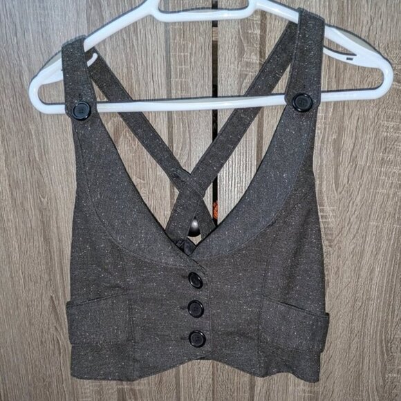 Joe Benbasset Tops - *3 FOR $9* Joe Benbasset Marled Sleeveless Crop Button Front Cris Cross Tank Top